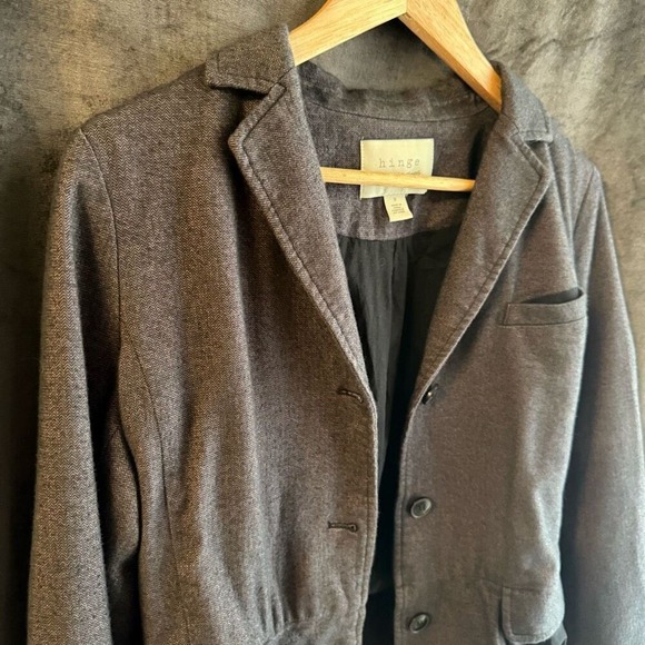 Hinge‎ Womens Blazer Size S Linen Cotton Blend Ruffles Artsy Office Career - Picture 7 of 11